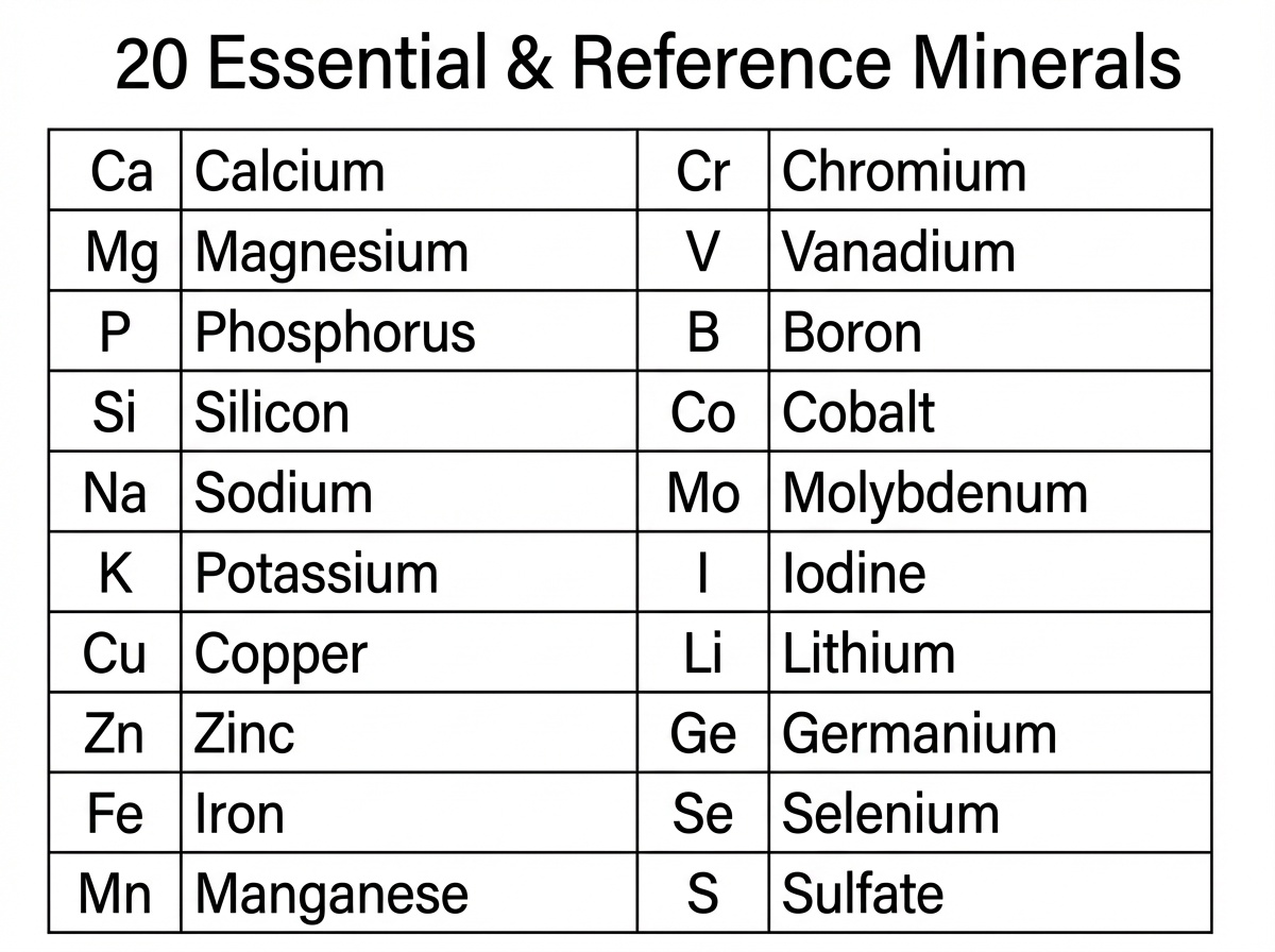 ミネラル20元素